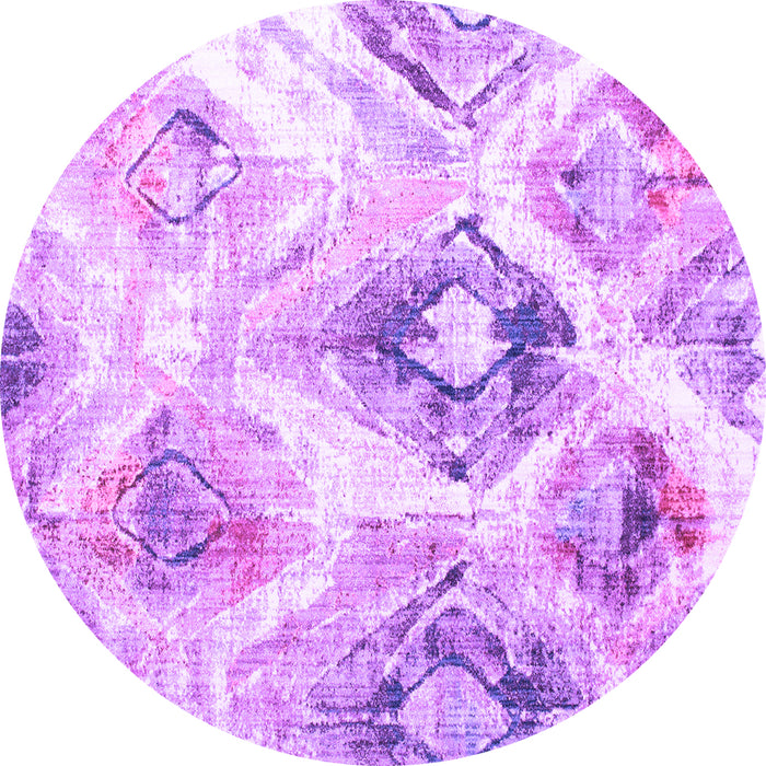 Round Machine Washable Abstract Purple Contemporary Area Rugs, wshcon982pur