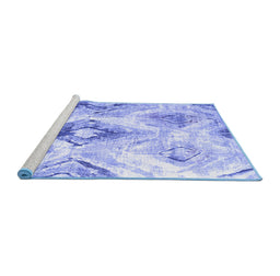Sideview of Machine Washable Abstract Blue Contemporary Rug, wshcon982blu