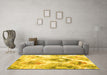 Machine Washable Abstract Yellow Contemporary Rug in a Living Room, wshcon982yw