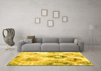 Machine Washable Abstract Yellow Contemporary Rug, wshcon982yw