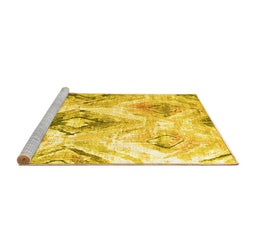Sideview of Machine Washable Abstract Yellow Contemporary Rug, wshcon982yw