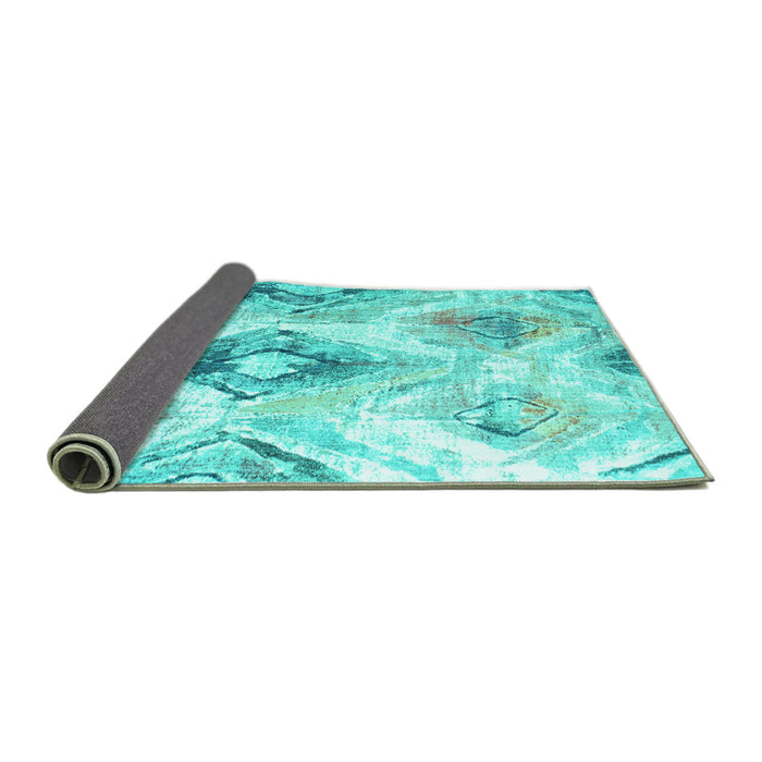 Sideview of Abstract Turquoise Contemporary Rug, con982turq