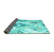 Sideview of Abstract Turquoise Contemporary Rug, con982turq