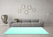 Machine Washable Solid Turquoise Modern Area Rugs in a Living Room,, wshcon983turq