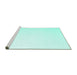 Sideview of Machine Washable Solid Turquoise Modern Area Rugs, wshcon983turq