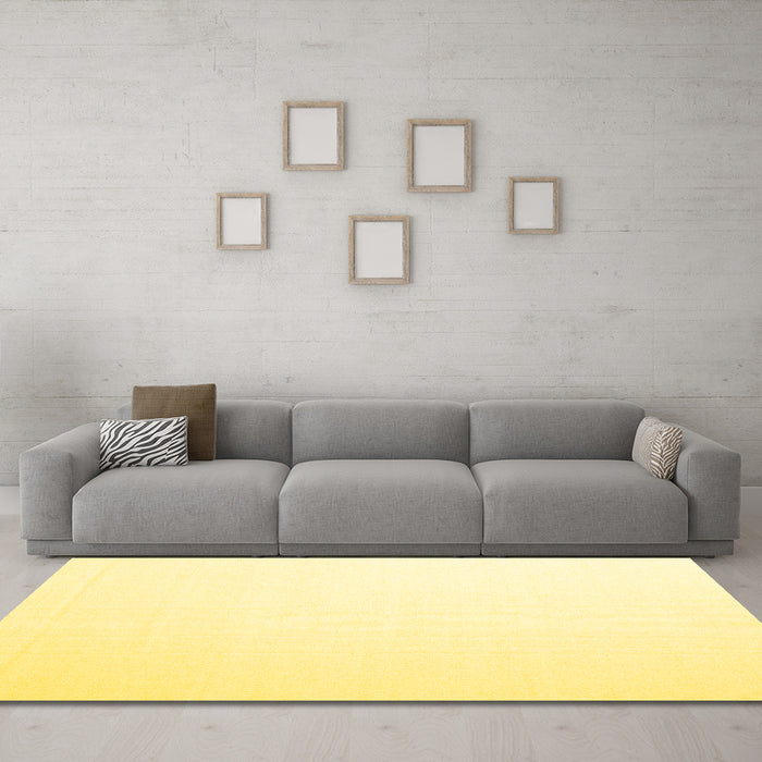 Machine Washable Solid Yellow Modern Rug in a Living Room, wshcon983yw