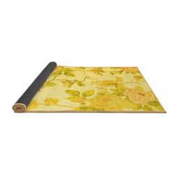 Sideview of Floral Yellow Coastal Rug, con984yw