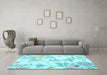 Machine Washable Floral Light Blue Coastal Rug in a Living Room, wshcon984lblu