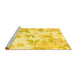 Sideview of Machine Washable Floral Yellow Coastal Rug, wshcon984yw