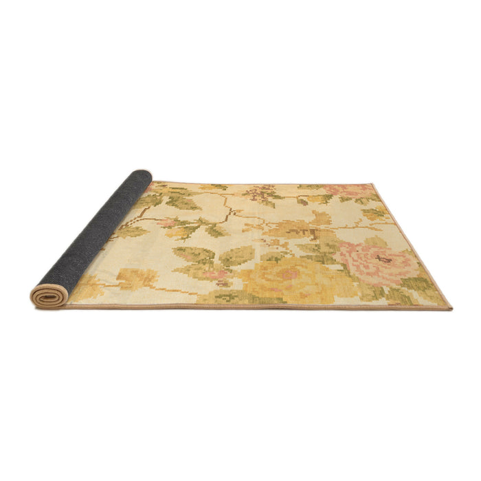 Sideview of Floral Brown Coastal Rug, con984brn