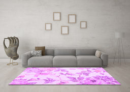 Machine Washable Floral Purple Coastal Area Rugs in a Living Room, wshcon984pur