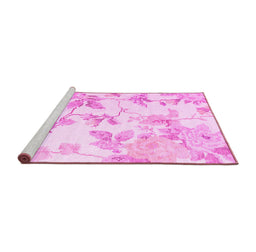 Sideview of Machine Washable Floral Pink Coastal Rug, wshcon984pnk