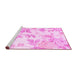 Sideview of Machine Washable Floral Pink Coastal Rug, wshcon984pnk