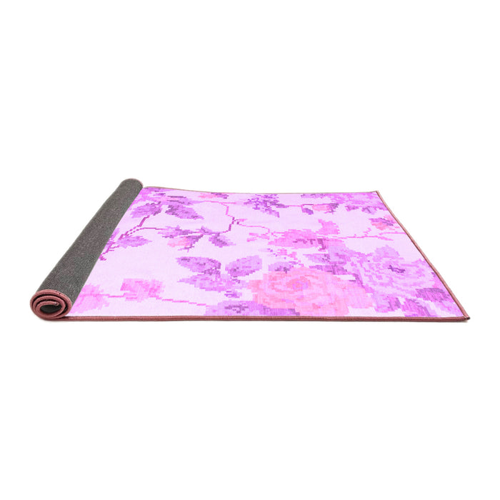 Sideview of Floral Purple Coastal Rug, con984pur