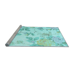 Sideview of Machine Washable Floral Light Blue Coastal Rug, wshcon984lblu