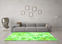 Machine Washable Floral Green Coastal Rug, wshcon984grn