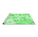 Sideview of Machine Washable Floral Emerald Green Coastal Area Rugs, wshcon984emgrn