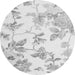 Machine Washable Floral Gray Coastal Rug, wshcon984gry