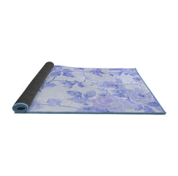 Sideview of Floral Blue Coastal Rug, con984blu