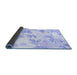 Sideview of Floral Blue Coastal Rug, con984blu