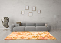 Machine Washable Floral Orange Coastal Rug, wshcon984org