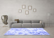 Machine Washable Floral Blue Coastal Rug in a Living Room, wshcon984blu