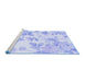 Sideview of Machine Washable Floral Blue Coastal Rug, wshcon984blu