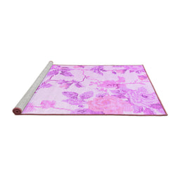 Sideview of Machine Washable Floral Purple Coastal Area Rugs, wshcon984pur