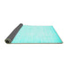 Sideview of Abstract Turquoise Contemporary Rug, con985turq