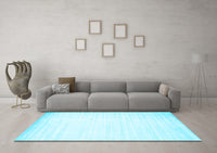 Machine Washable Abstract Light Blue Contemporary Rug, wshcon985lblu