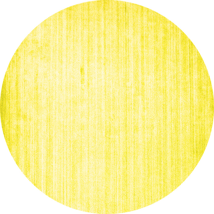 Round Abstract Yellow Contemporary Rug, con985yw