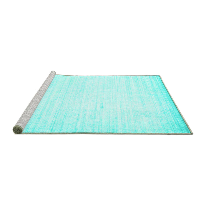 Sideview of Machine Washable Abstract Turquoise Contemporary Area Rugs, wshcon985turq