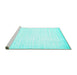 Sideview of Machine Washable Abstract Turquoise Contemporary Area Rugs, wshcon985turq