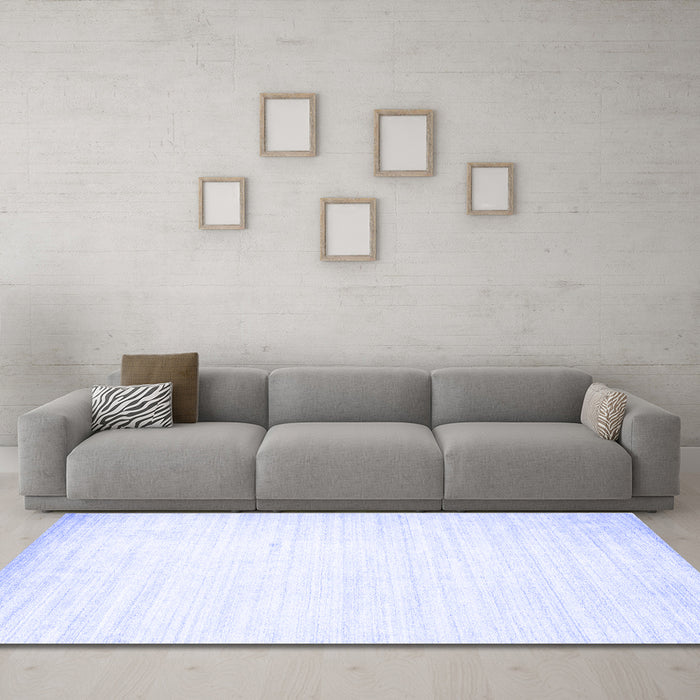 Machine Washable Abstract Blue Contemporary Rug in a Living Room, wshcon985blu