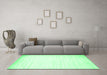 Machine Washable Abstract Green Contemporary Area Rugs in a Living Room,, wshcon985grn