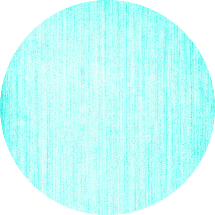 Round Machine Washable Abstract Turquoise Contemporary Area Rugs, wshcon985turq