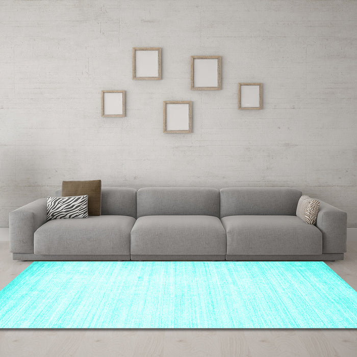 Machine Washable Abstract Turquoise Contemporary Area Rugs in a Living Room,, wshcon985turq