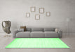 Machine Washable Abstract Emerald Green Contemporary Area Rugs in a Living Room,, wshcon985emgrn