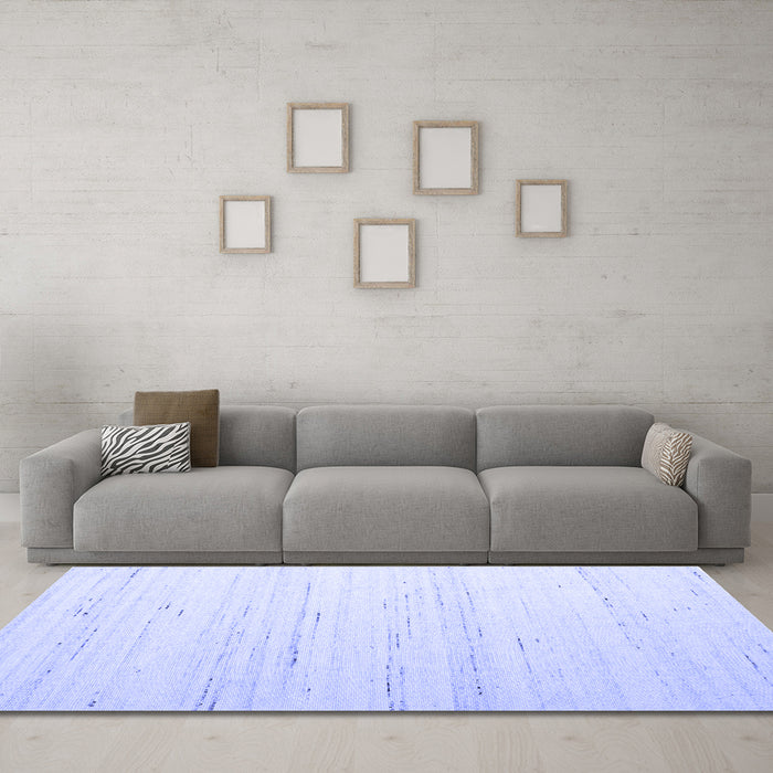 Machine Washable Solid Blue Modern Rug in a Living Room, wshcon986blu