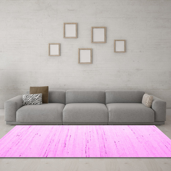 Machine Washable Solid Pink Modern Rug in a Living Room, wshcon986pnk