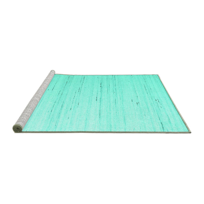 Sideview of Machine Washable Solid Turquoise Modern Area Rugs, wshcon986turq