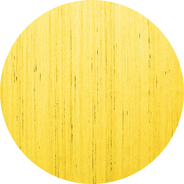Round Machine Washable Solid Yellow Modern Rug, wshcon986yw