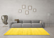 Machine Washable Solid Yellow Modern Rug in a Living Room, wshcon986yw
