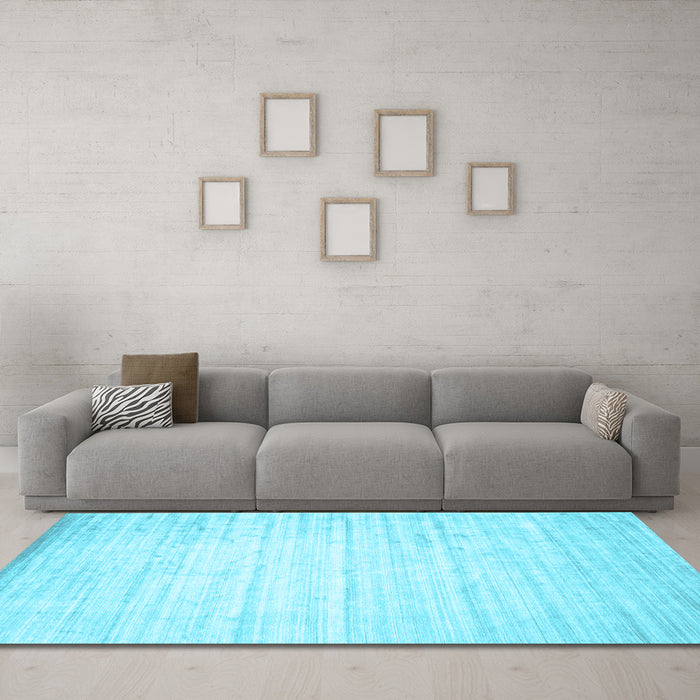 Machine Washable Solid Light Blue Modern Rug in a Living Room, wshcon987lblu