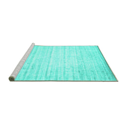Sideview of Machine Washable Solid Turquoise Modern Area Rugs, wshcon987turq
