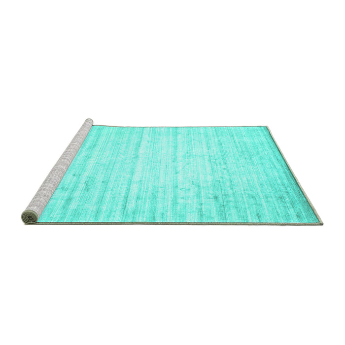 Sideview of Machine Washable Solid Turquoise Modern Area Rugs, wshcon987turq