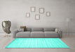Machine Washable Solid Turquoise Modern Area Rugs in a Living Room,, wshcon987turq