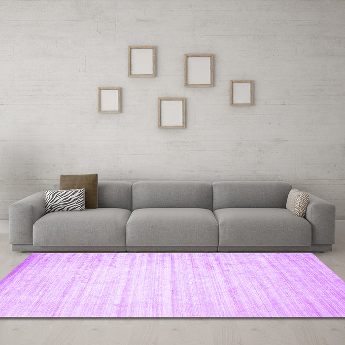 Machine Washable Solid Purple Modern Area Rugs in a Living Room, wshcon987pur