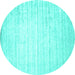 Round Solid Turquoise Modern Rug, con987turq