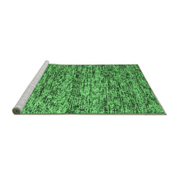 Sideview of Machine Washable Abstract Emerald Green Contemporary Area Rugs, wshcon988emgrn